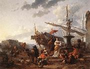 BERCHEM, Nicolaes A Southern Harbour Scene oil painting picture wholesale